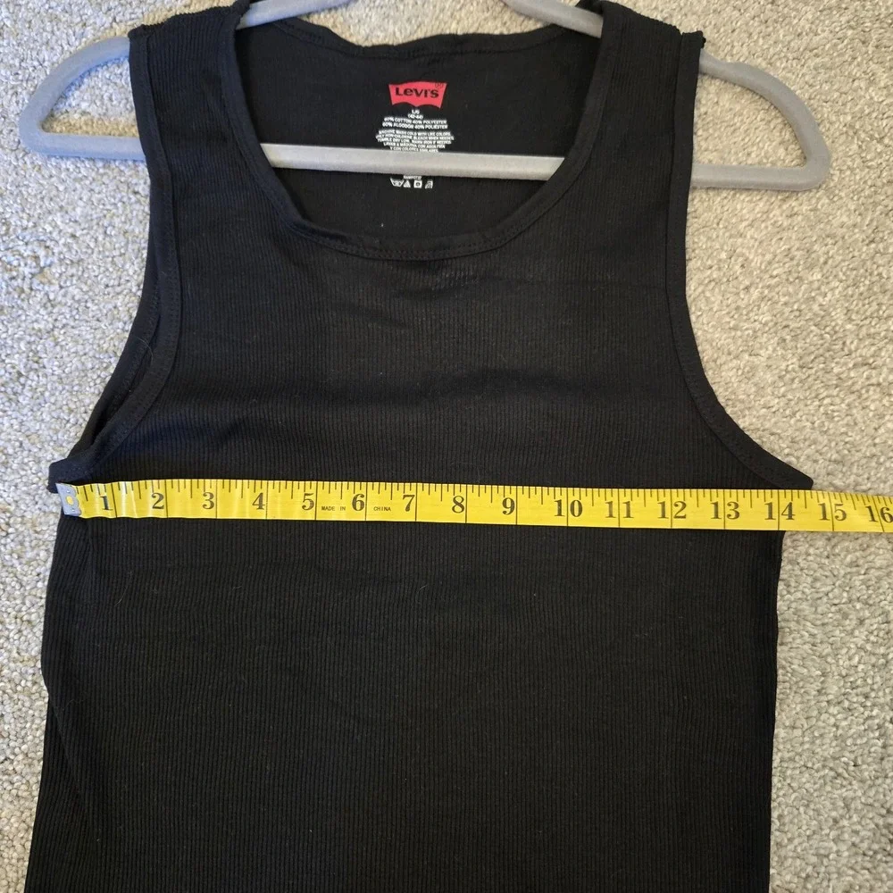Levis Mens Ribbed Black Sleeveless Tank Racerback Top Shirt Sz L Large Grunge
